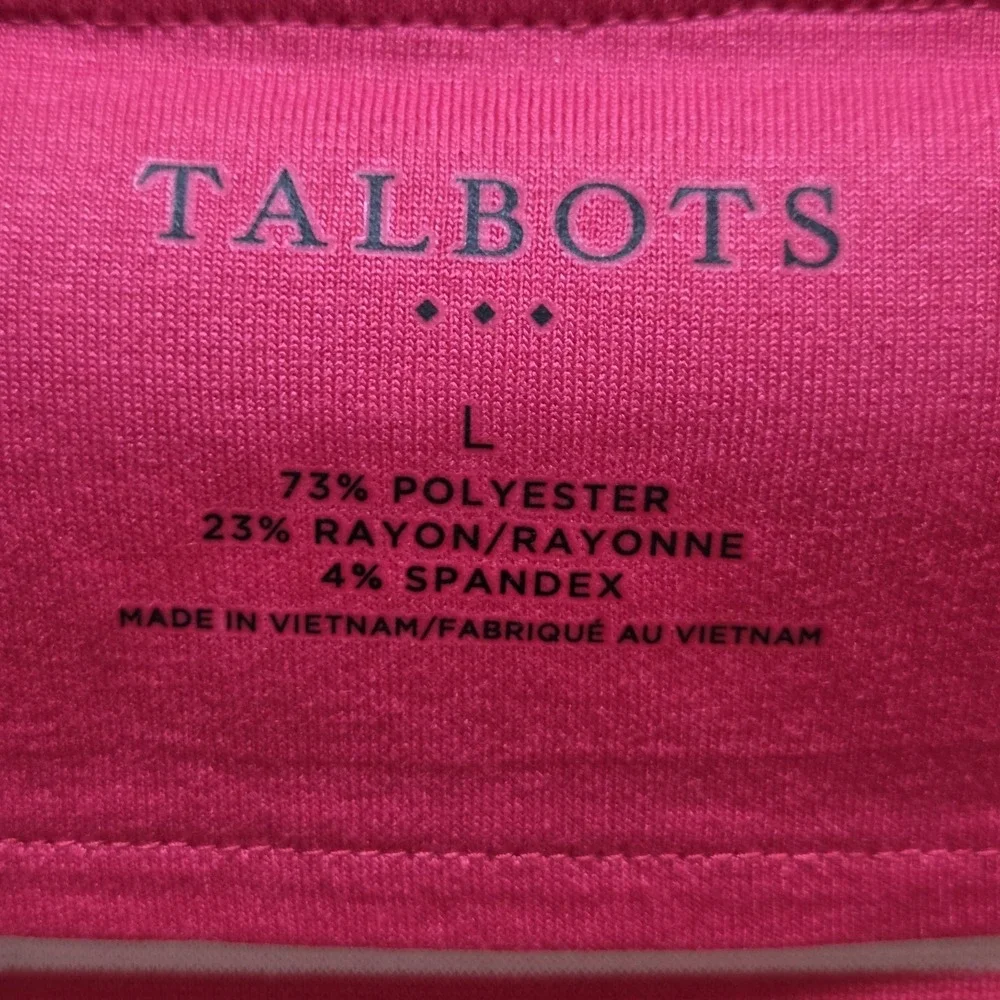 Talbots Shirt Womens Large Pink White Stripe Boat Neck 3/4 Sleeve Zip Cuff Tunic - Picture 5 of 7